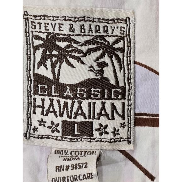 Steve & Barry's Classic Hawaiian Floral Button Up Short Sleeve Dress Shirt - Picture 3 of 7
